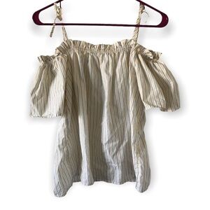 3/$15 H&M off shoulder blue and yellow striped blouse (T8)